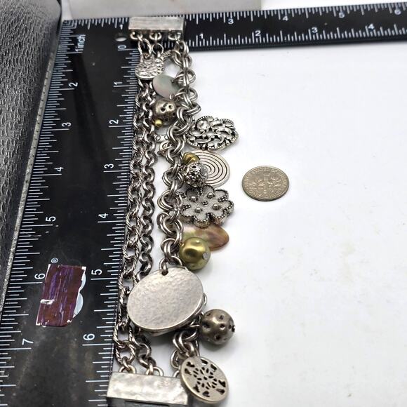 Chico's Boho Bracelet Rustic Patina Matte Silver Tone Magnetic Closing 6.5" L - Picture 8 of 8